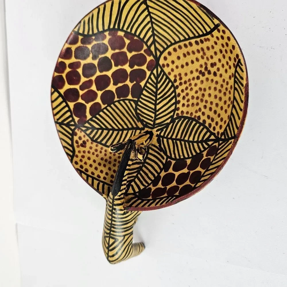 Hand‎ Carved African Wood Zebra Handle Bowl Home Decor Dish